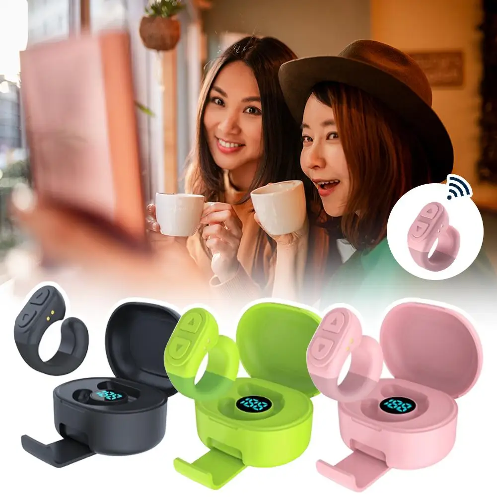 Mobile Phone Bluetooth Remote Control With Charging Box One-touch Screen Off Volume Adjustment Video Selfie E-book Page Turning