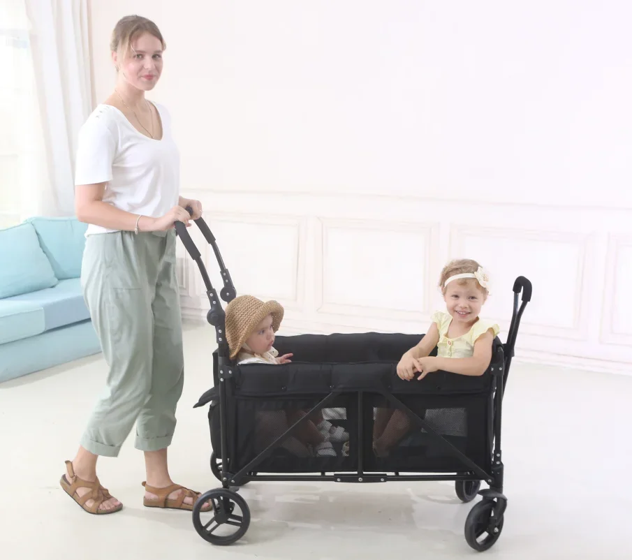 

ODM OEM Multi-Function Shopping Travel System Aluminum Frame Factory Cart for Beach Garden 4-Seat Wagon Stroller for baby