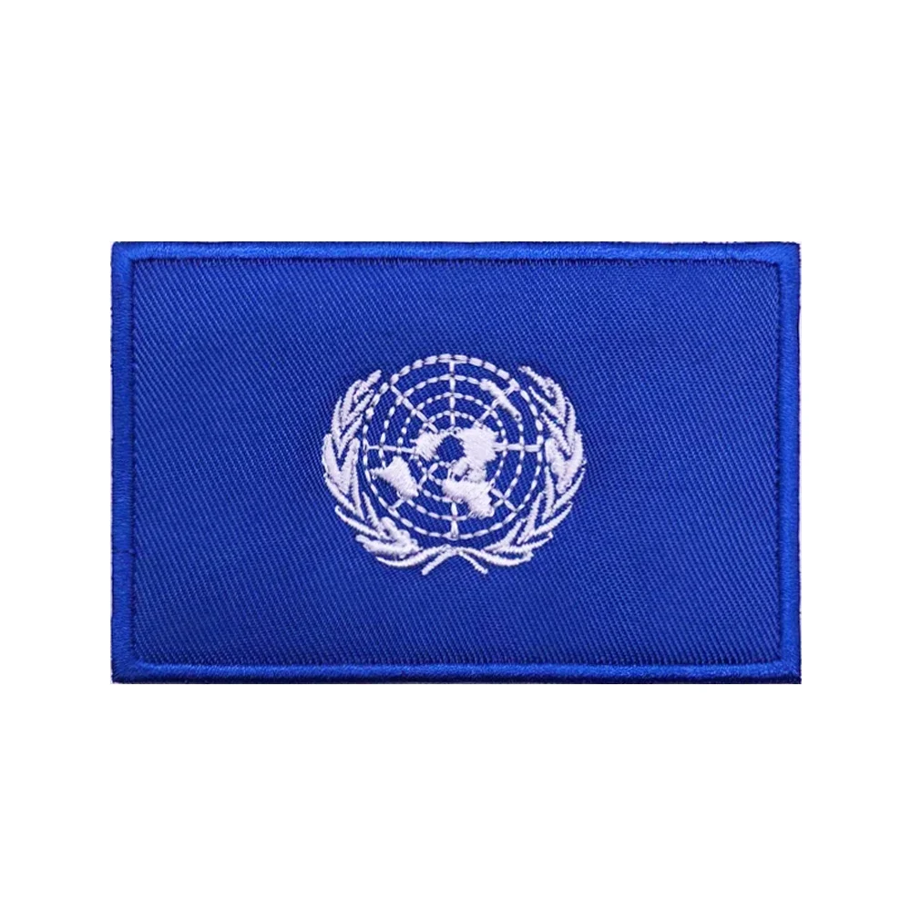 United Nations Patches Armband Embroidered Patch Hook & Loop Iron On Embroidery  Badge Military Stripe