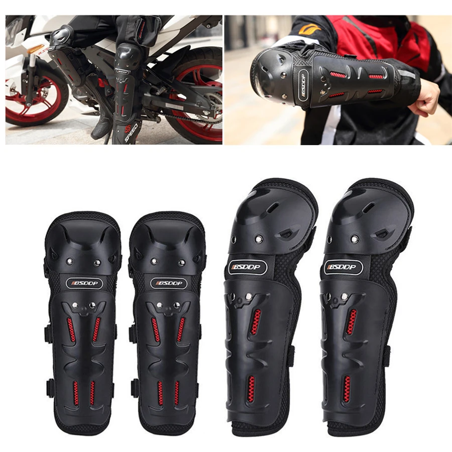 Motorcycle ATV Elbow Arm Leg Knee Shin Armor Guard Shield Cover Protector 4Pcs