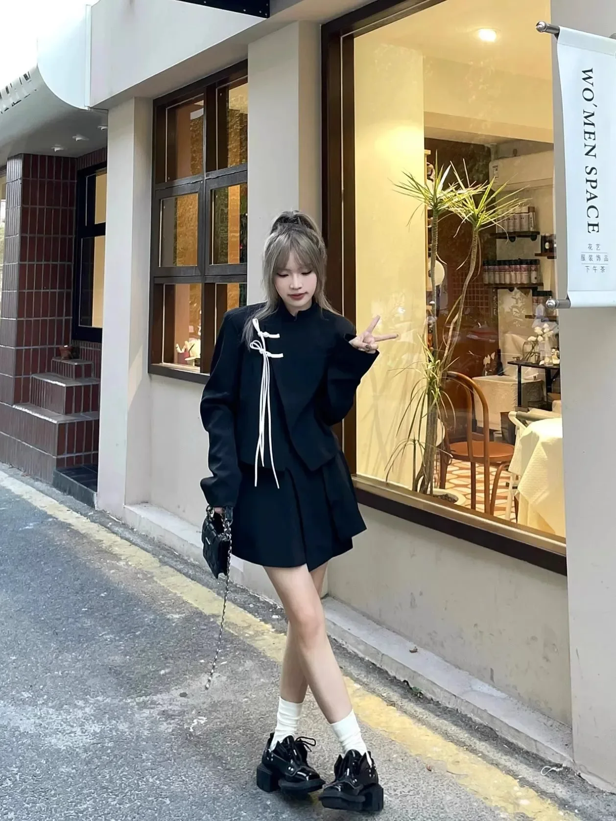 UNXX New Chinese Style Set for Women Autumn Winter 2024 New Cold Style High-End Asymmetrical Jacket and Skirt Two-Piece Fashion