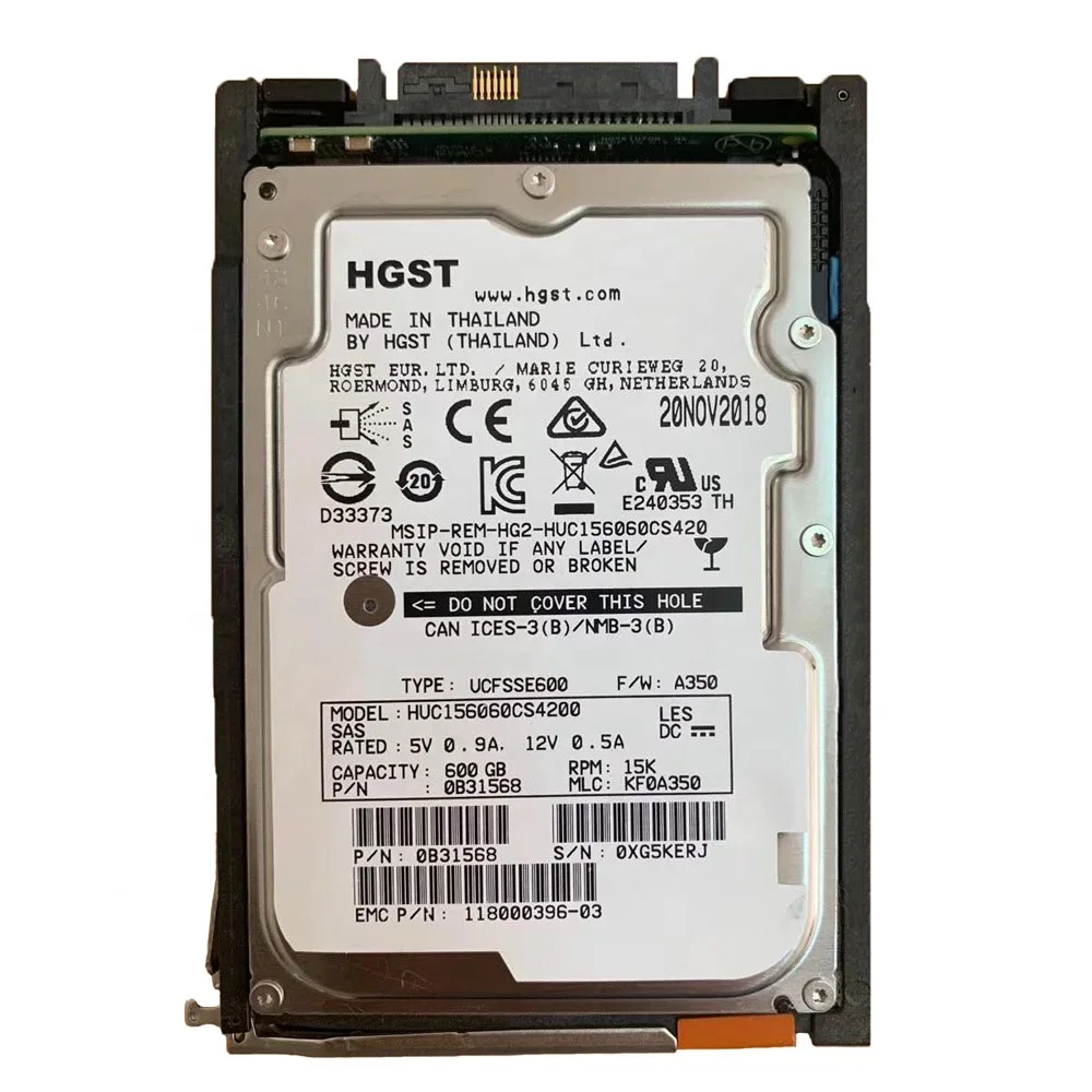 005053214 005053215 D4-Vs07-12000 12TB HDD 12G NLSAS for Unity 480 Hard Disk Drive Server Hdd