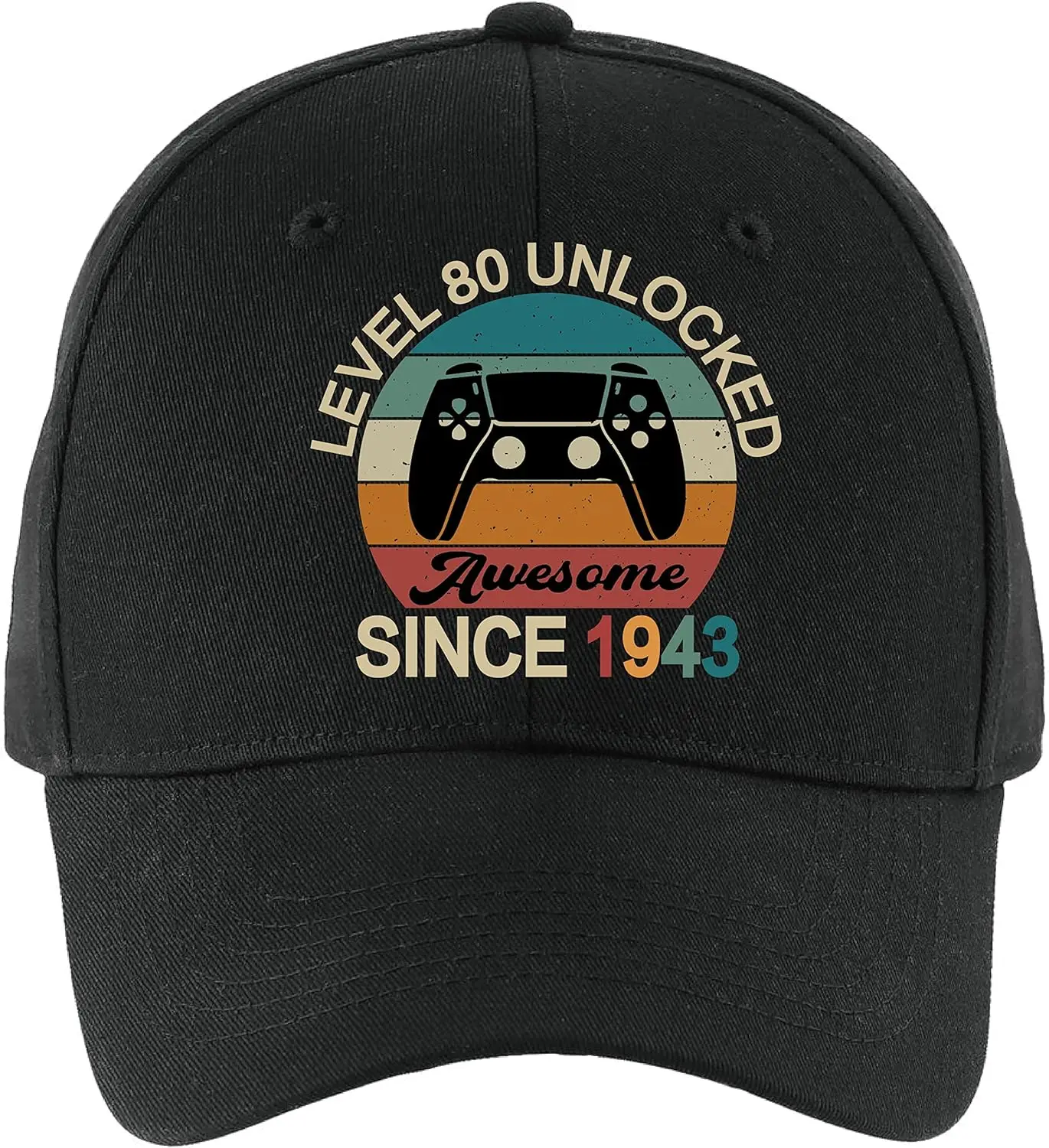 Level 80 Unlocked Awesome Since 1943 Baseball Cap, Vintage Adjustable Cotton Cap, 43th Birthday Gift for Man, Gift for Dad