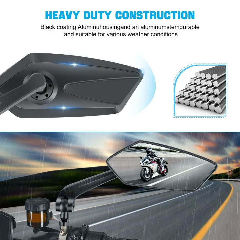 Motorcycle Mirrors 2Pcs/Pair E-Bike Rearview Mirrors Scooter Electrombile Back Side Mirror 8mm 10mm ABS Plastic Moto Accessories