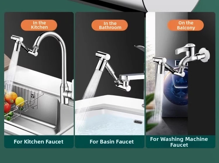 قابل للسحب العالمي 1440 ° ذراع آلي دوار تمديد صنبور مهوية بالوعة المطبخ صنبور موسع 2 وضع تدفق المياه