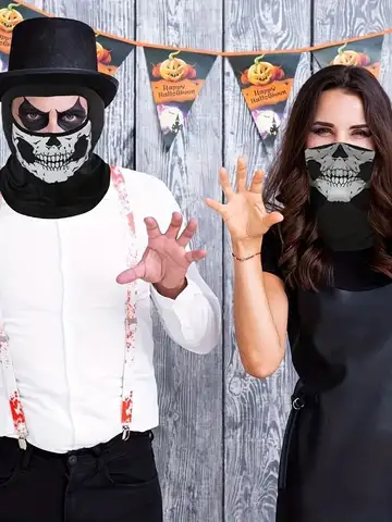 Motorcycle Balaclava Full Face Mask Skull Print Motorbike Full Face Mask Windproof Skiing Head Neck Warmer Bicycle Helmet Liner