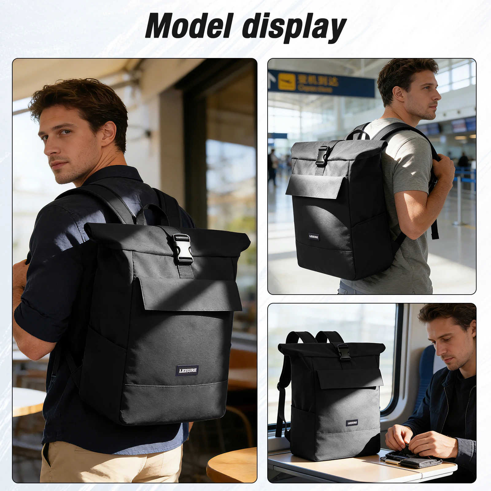 캔버스 백팩, 넓고 가볍고 편안하며 캐주얼하고 우아한 여행용 백팩 여행용 데이팩, 노트북 대학교 학교 백팩