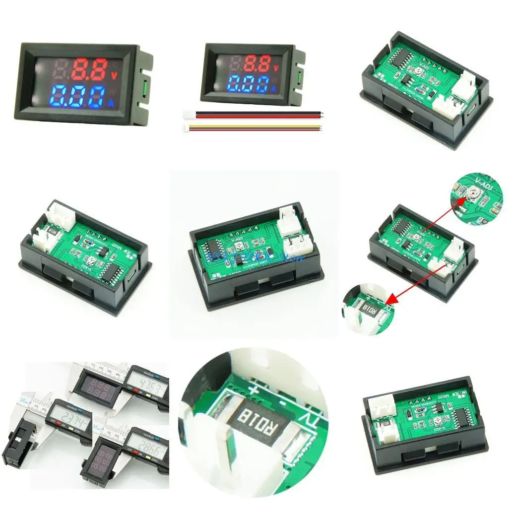 

L8RC Digital Ammeter Voltmeter Power Meter with Micro-adjustment Function for DC 100V 10A LED VoltMeter Current Meter