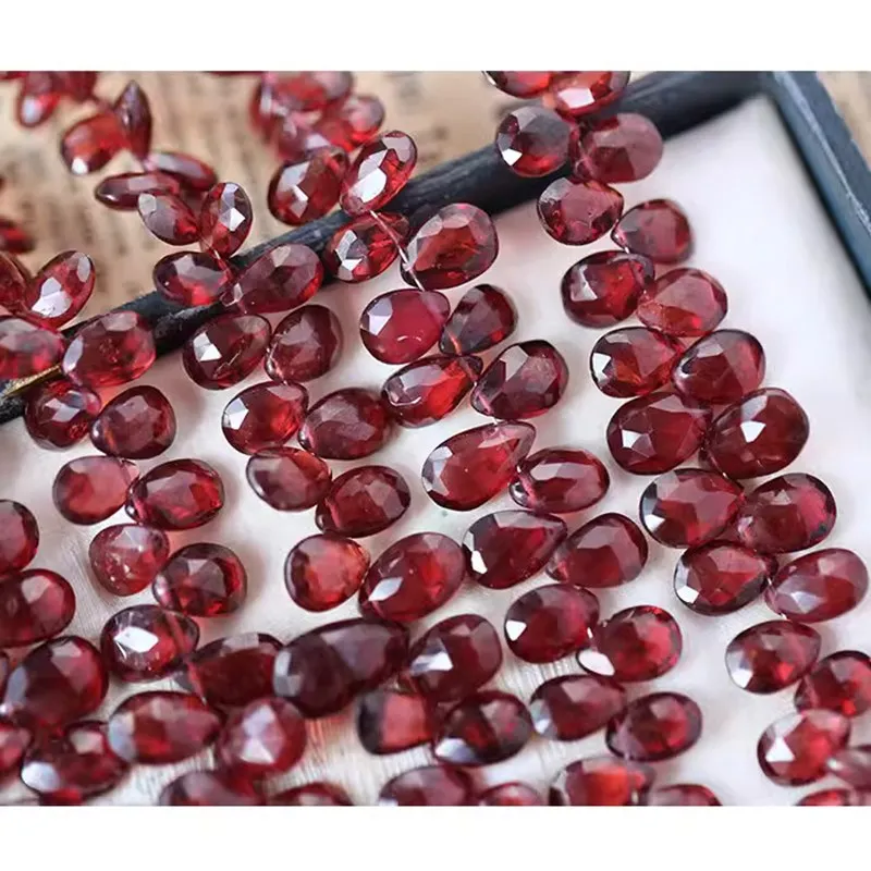 garnet-flat-oval-pear-drop-res-6-12mm-wholesale-for-diy-jewelry-necklace-18cm-loose-beads