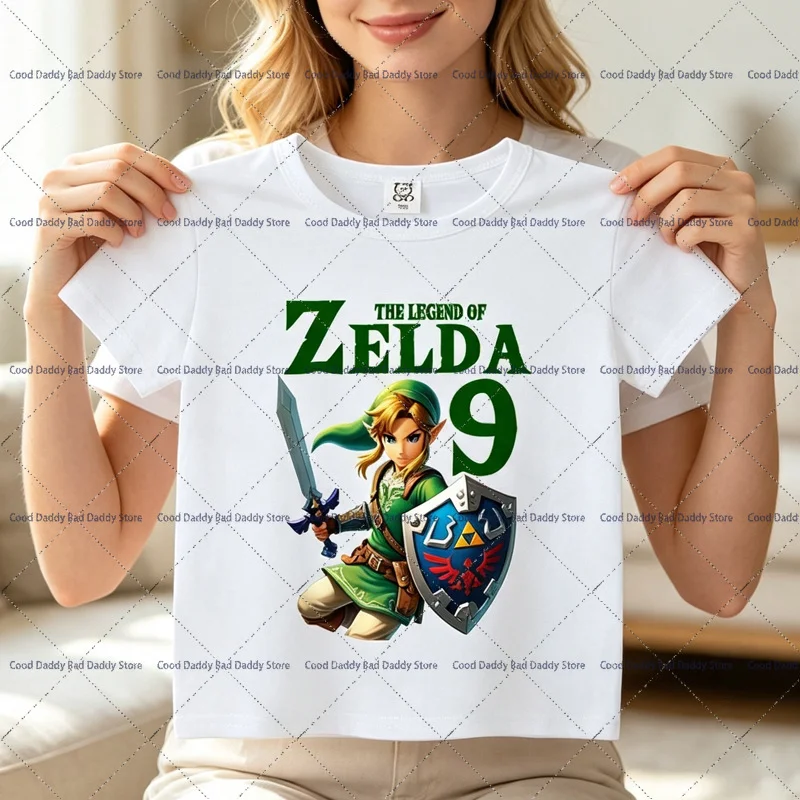 Game The Legend of Zelda Number T-shirt Birthday Tops Party Wear Boys White Tee Short Sleeve Cotton Kids Cartoon Anime Clothes