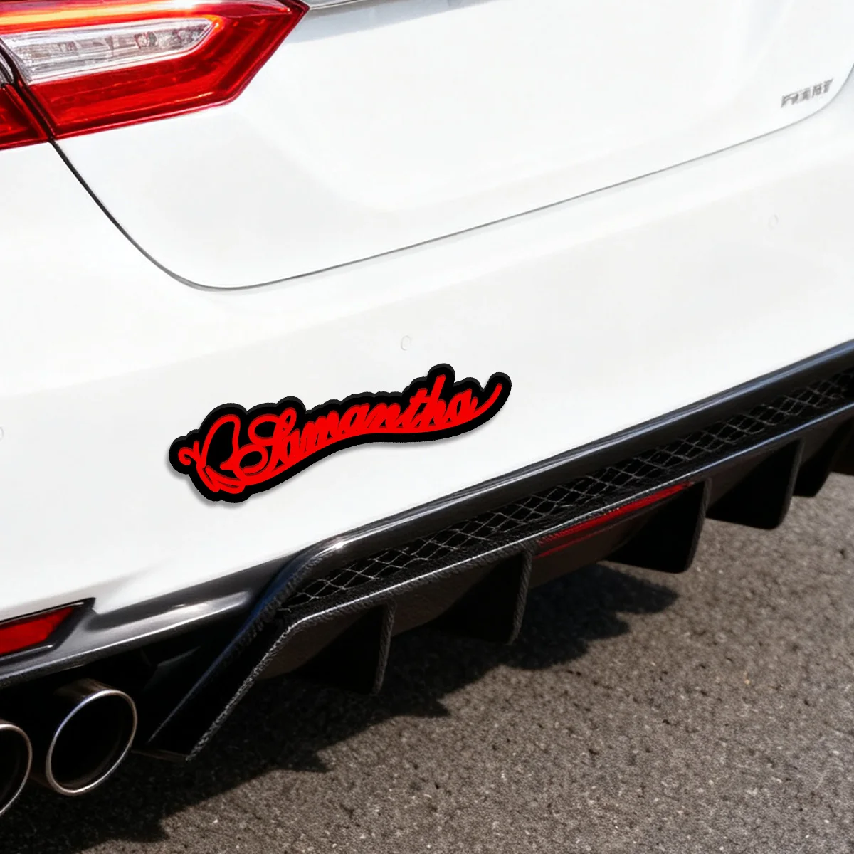 Romantic Butterfly Decor Samantha Custom Text Acrylic Car Styling Body Side Stickers Badge Emblem for Home Piano DIY Accessories