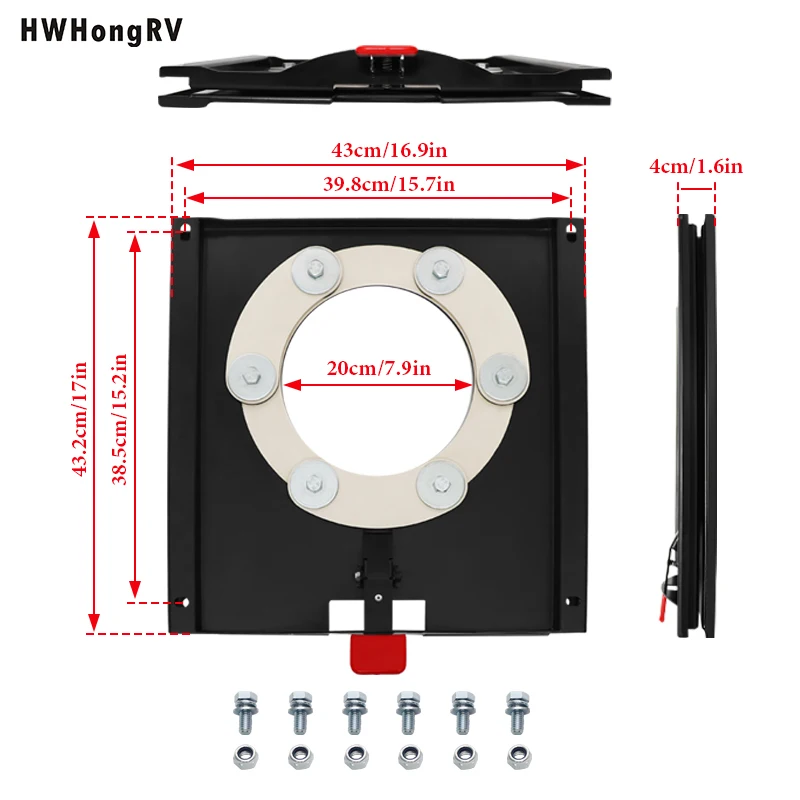 HWHONGRV Base giratória manual para carro de negócios VW T5 T6 console giratório do motorista/lado do passageiro para assentos originais