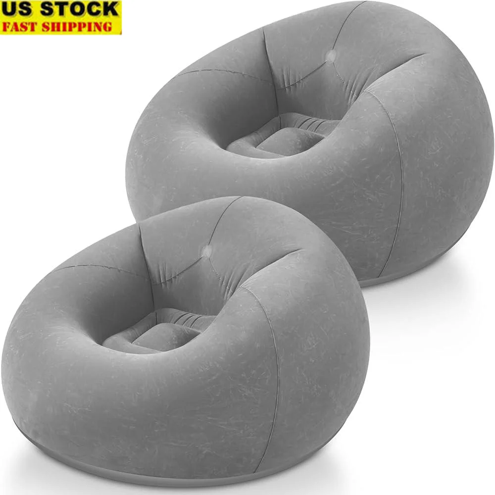 

Inflatable Bean Bag Chairs Portable Blow Up Lounge Sofa Camping Chair Foldable Comfortable Lazy Sofa Indoor Outdoor Use