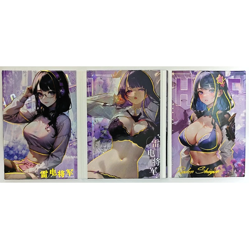 Anime Goddess Story Rem Raiden Shogun Kafka Shenhe Kamisato Ayaka Tri-Fold Book Cards Collectible Cards Christmas Birthday Gifts