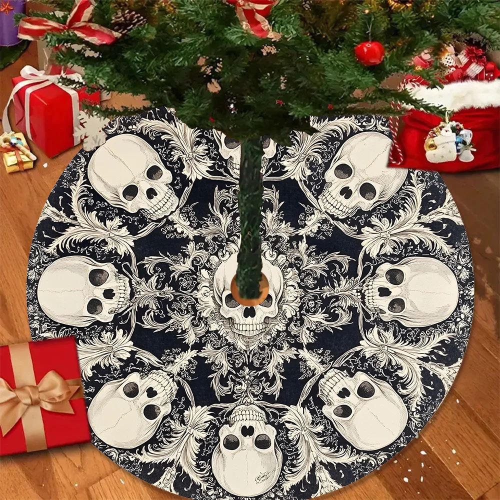 VIKAMA Totenkopf-Weihnachtsbaumkleid – die perfekte Wahl für Heim- und Partydekorationen, einfach zu pflegende Feiertagsornamente