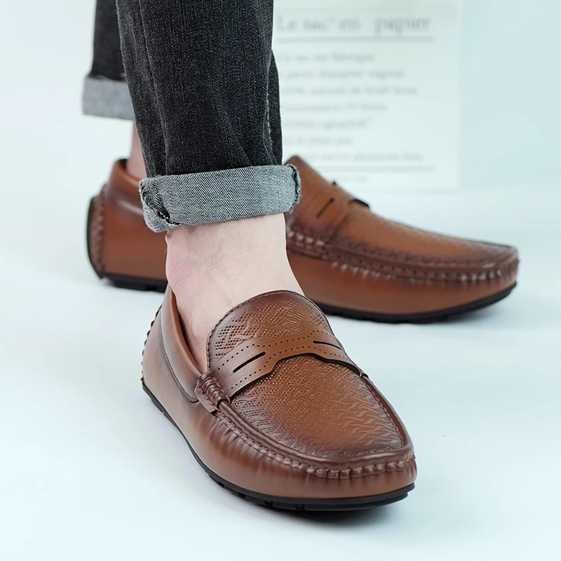 

ELUVA 2025 Mens Comfortable Loafers Slip on Shoes Breathable Anti Slip Driving Moccasins Casual Boat Shoes Size 46 for Men