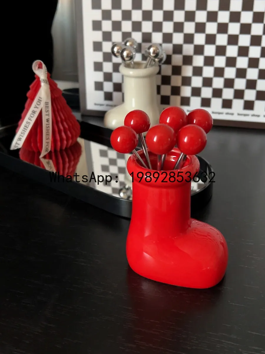 

PYJ Christmas red shoes stainless steel creative ceramic storage tank