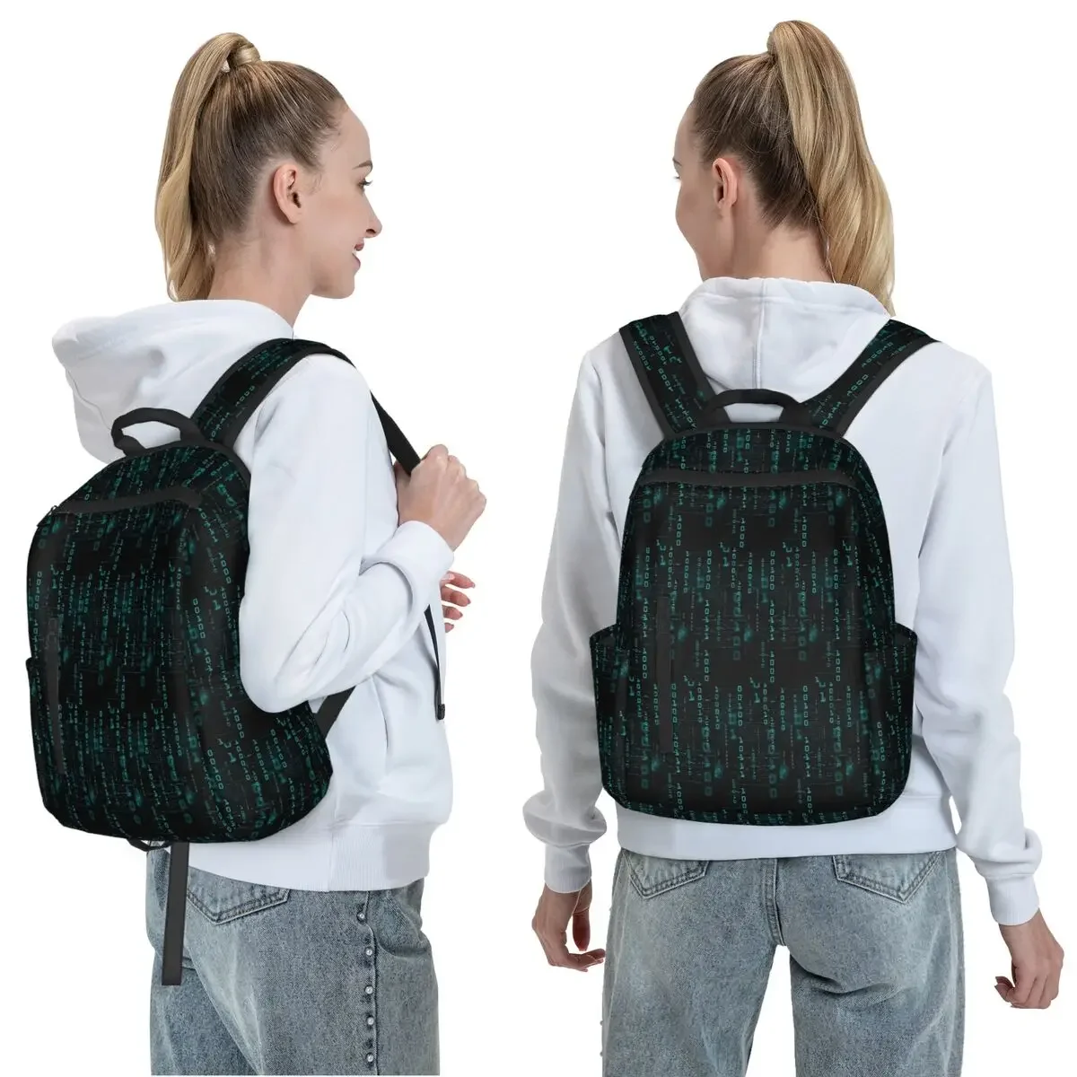 Hacker Code Binary Code Geek Science Computer Backpack Daypack Boys Girls BookBag School Bag Shoulder Bags for Men Women