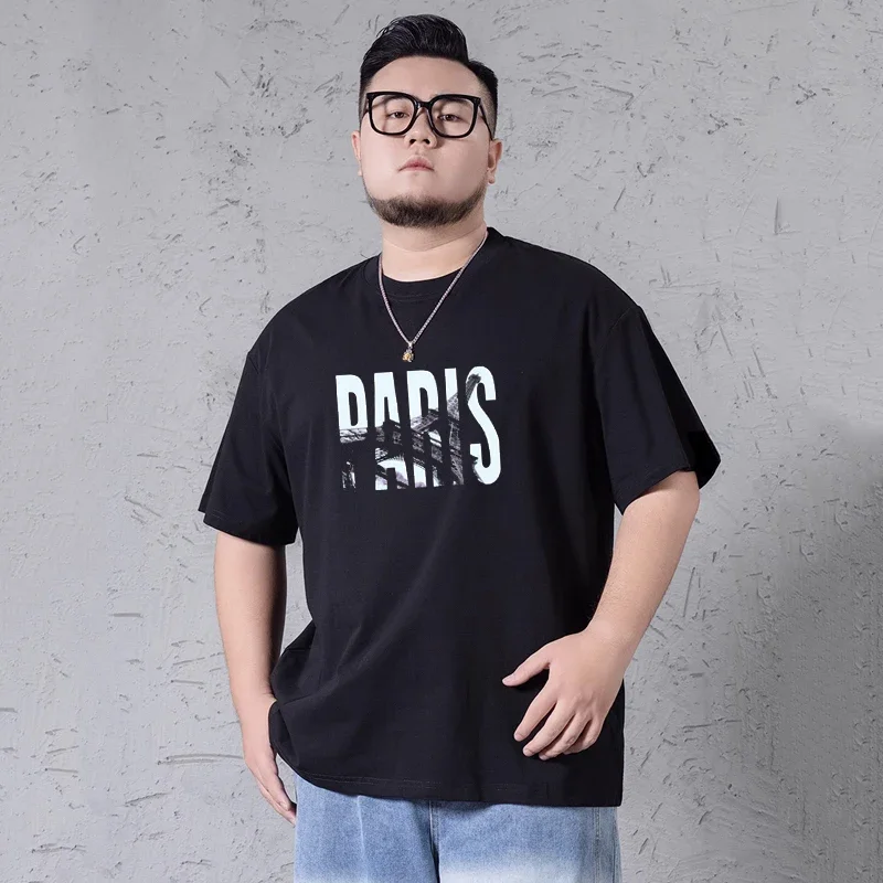 ผู้ชาย PLUS ขนาดผ้าฝ้ายเสื้อยืด 6XL 7XL ขนาดใหญ่แขนสั้น Tees 110-180 กกฤดูร้อน Running GYM TOP แฟชั่นกราฟิกเสื้อเสื้อผ้า