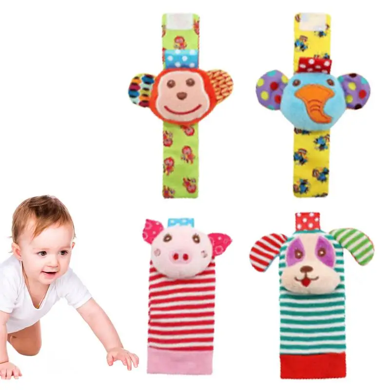 

Cute Cartoon Handbells Animal Wrist Strap Kids Infant Foot Socks Crib Stroller Educational Game 0-24 Months Newborn Rattles Toys