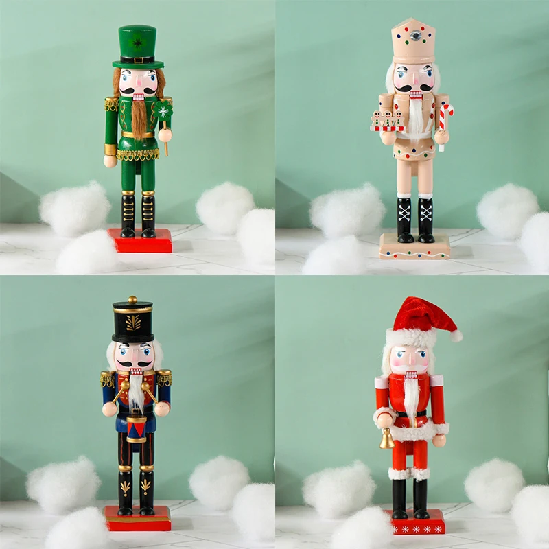 

25cm Christmas Series Nutcracker Puppet Christmas Santa Claus Gingerbread Man Wood Doll Ornament Creative Handicrafts Xmas Gifts