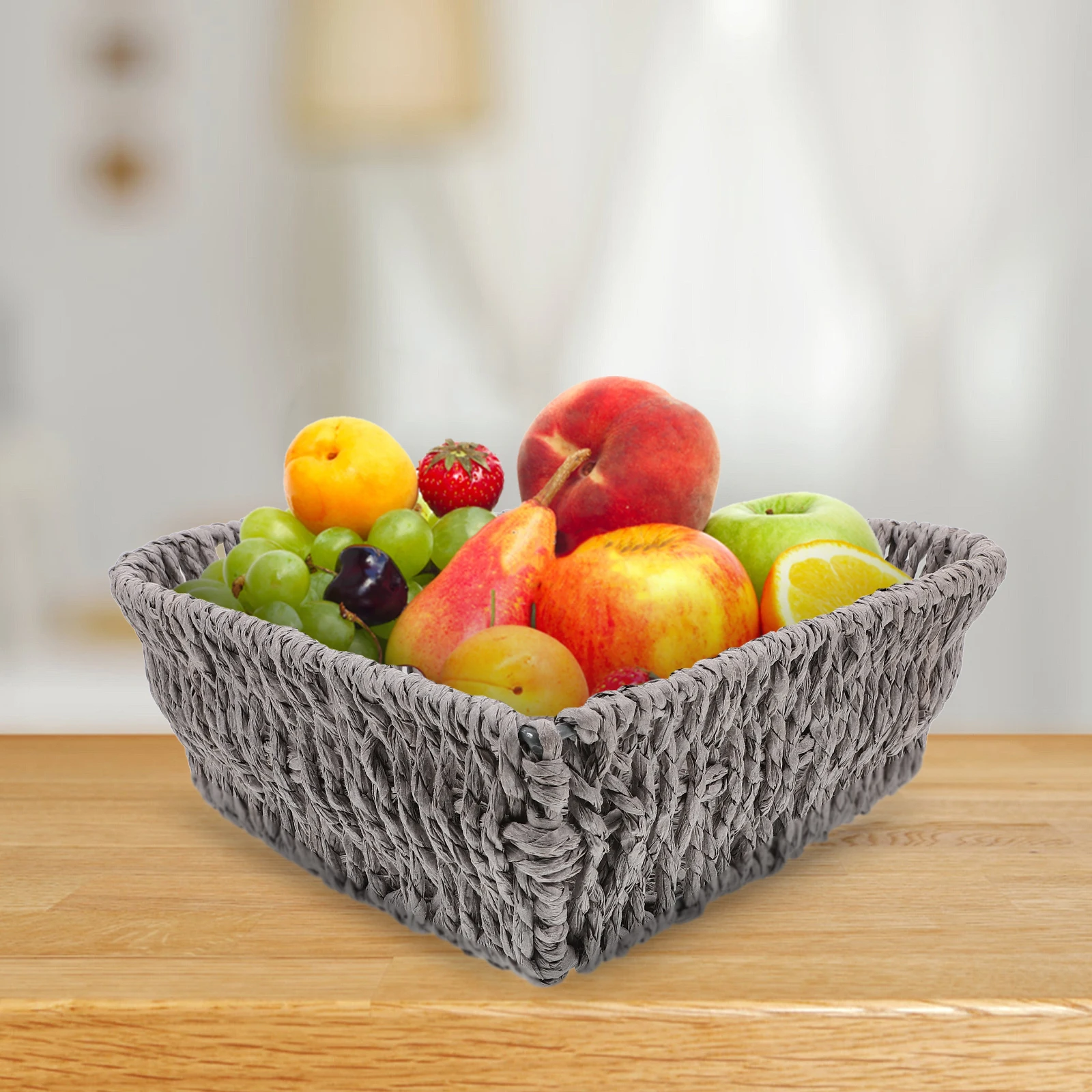 

Storage Basket Heart Shaped Bread Fruit Organizer Lightweight Desktop Organizer Woven Kitchen Storage Basket