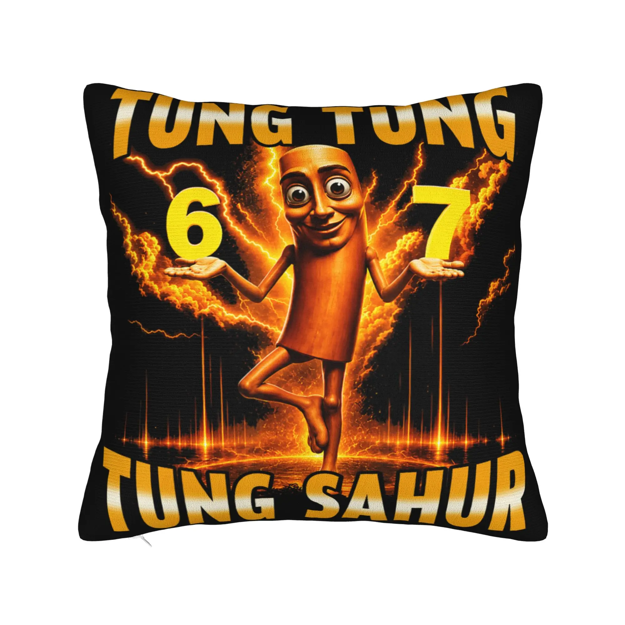 Tung Tung Tung Sahur is Calling 67 Six Seven Meme Pillow Cover Vintage Pillow Case For Sofa Home Decoration Print Pillowcases