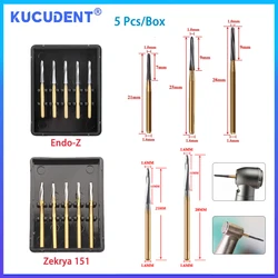 KUCUDENT 5Pcs Dental Tungsten Carbide Burs Endodontic Bone Cutter Bit FG 1.6mm Endo-Z Drill Zekrya 151 High Speed Handpiece Burr