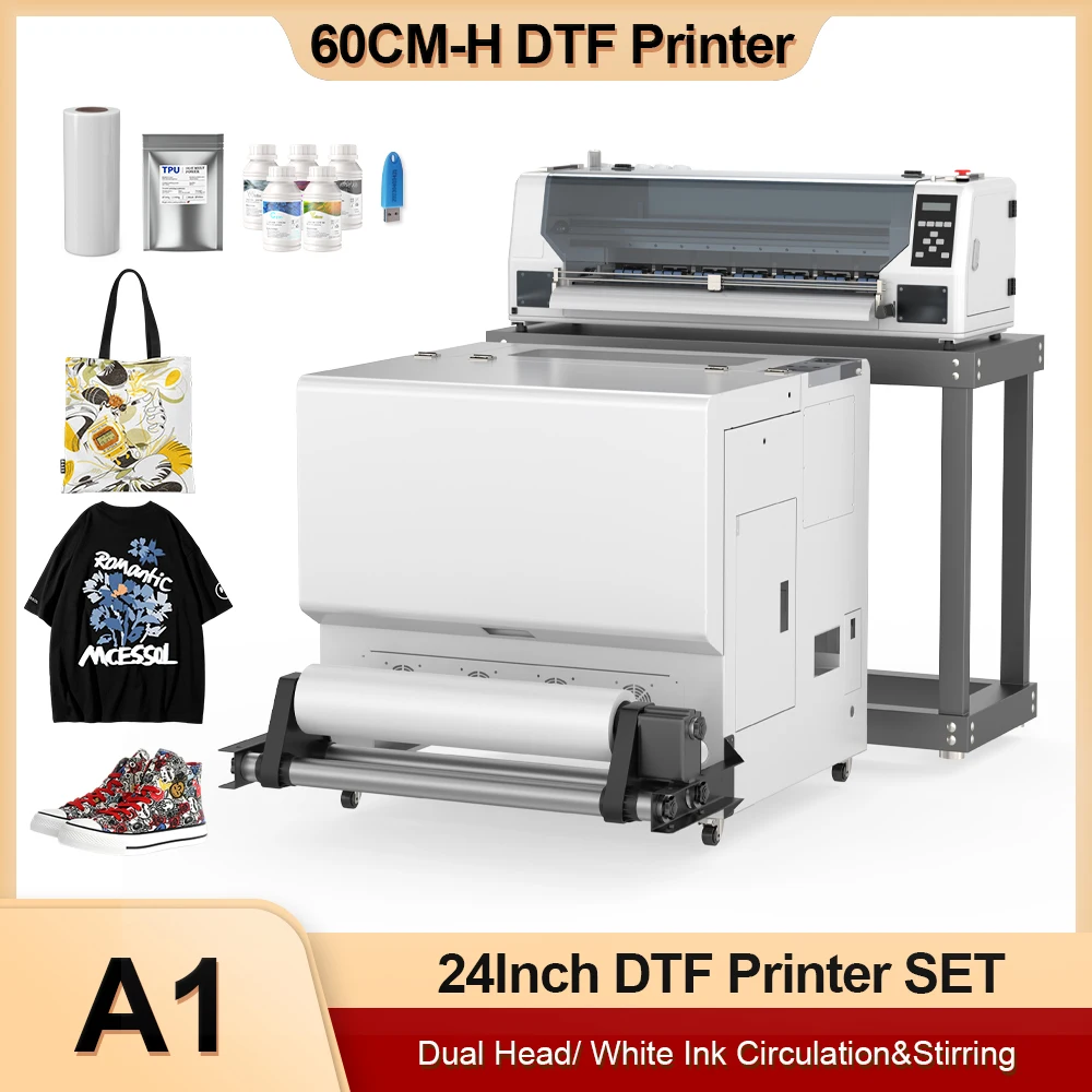 

24 Inch DTF Printer with Dual Epson XP600 Printhead Direct to Film 60cm DTF Printer for Clothes T-Shirt Printing Machine