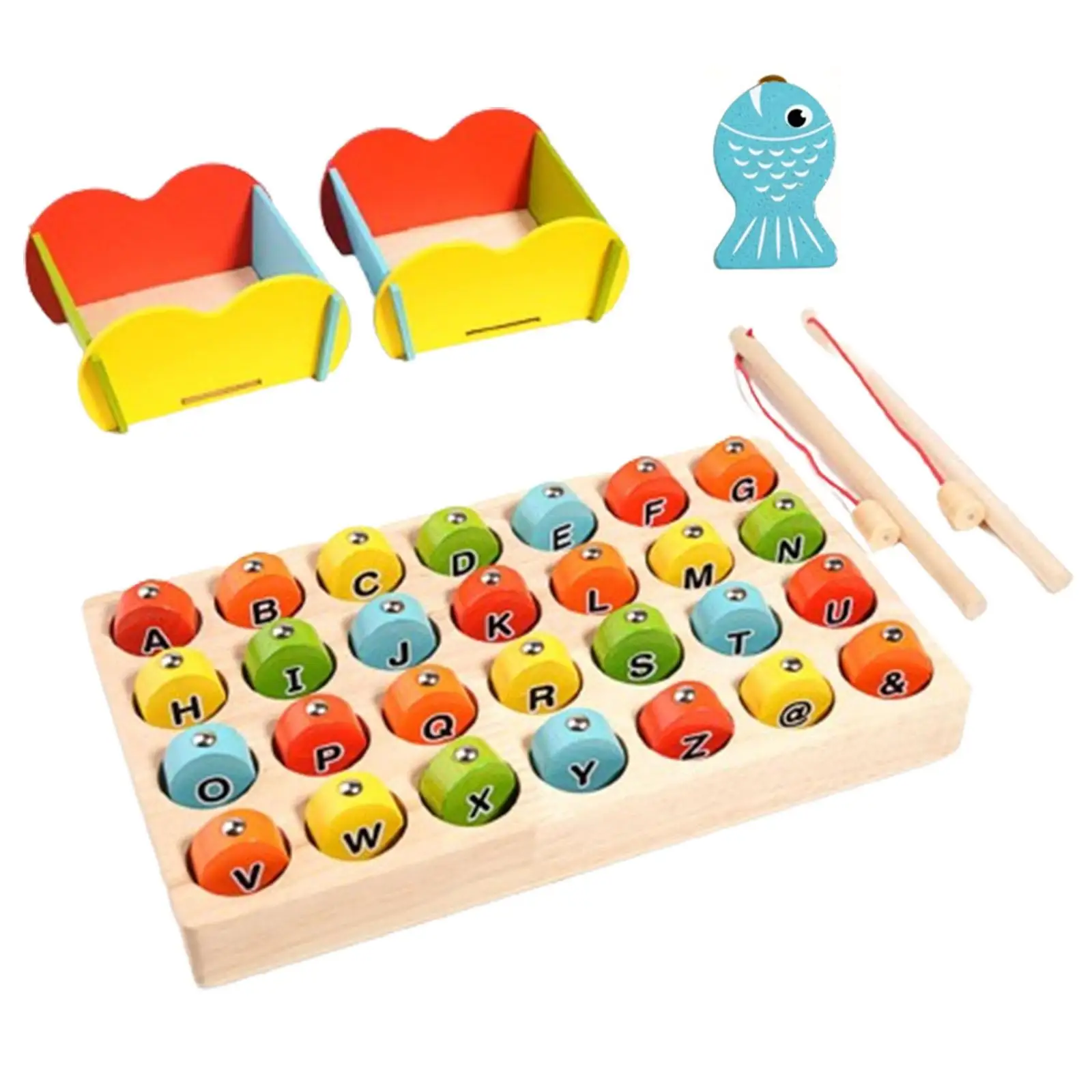 

Magnetic Fishing Game Toy Hands on Abilities Wooden Magnetic Alphabet Fishing Toy for Kindergarten Girls Boys Kids Holiday Gift