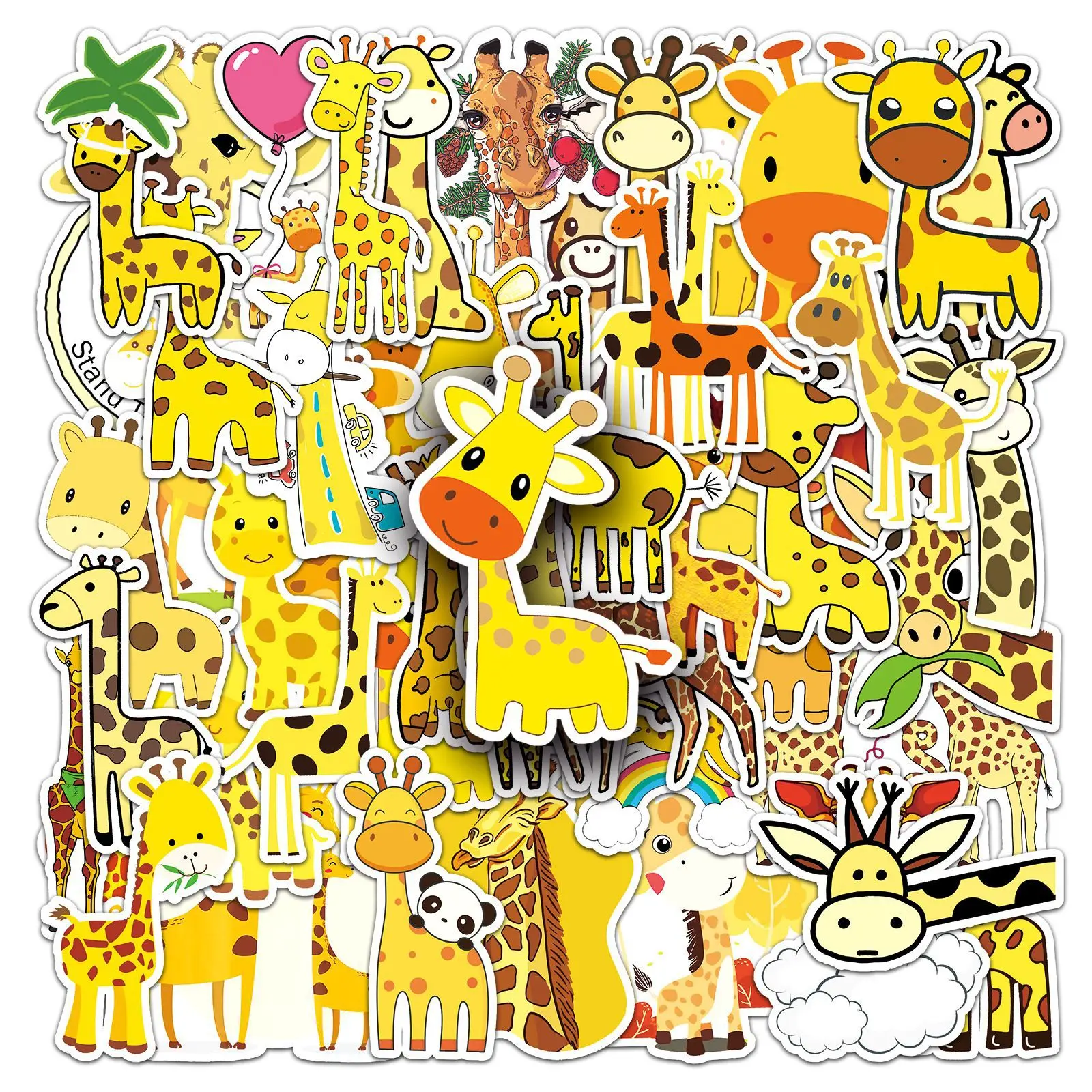 

50PCS Cartoon Cute Giraffe Sticker Funny Graffiti Waterproof Decal Kids Toy Gift for Wardrobe Bicycle Motorcycle Helmet Guitar