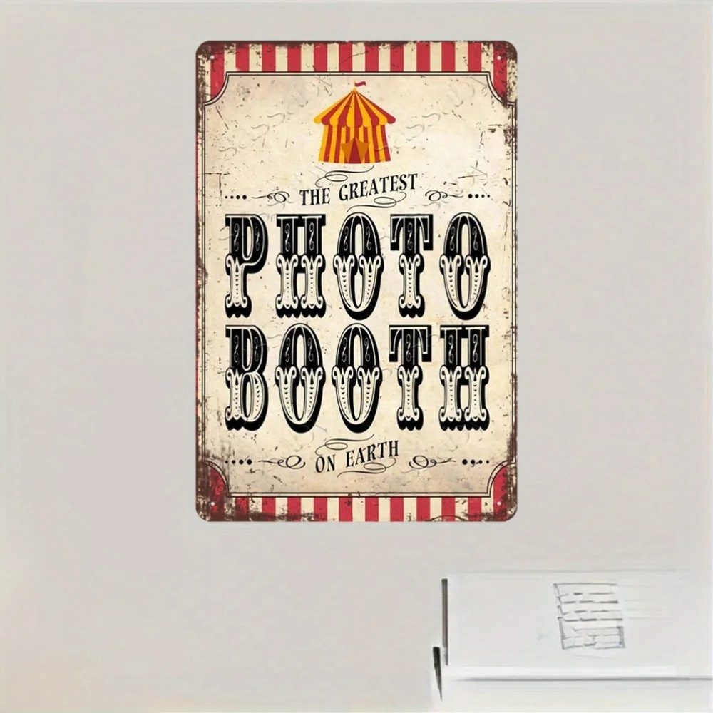 Vintage Circus Photo Booth Sign - The World'S Greatest Metal Wall Art, Waterproof & Dustproof, Featuring Iconic Animals Themed