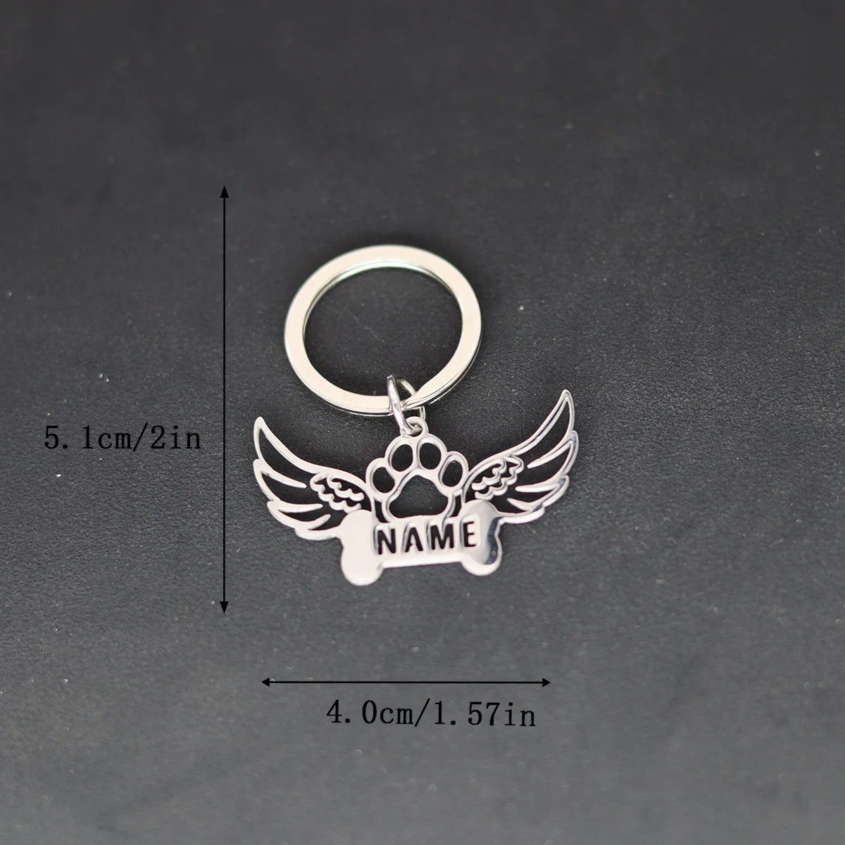 QIAMNI брелок с именем на заказ, следы собачьей лапы, брелки из нержавеющей стали с гравировкой, именная табличка, брелок с крыльями животных, сделай сам, подарки для домашних животных