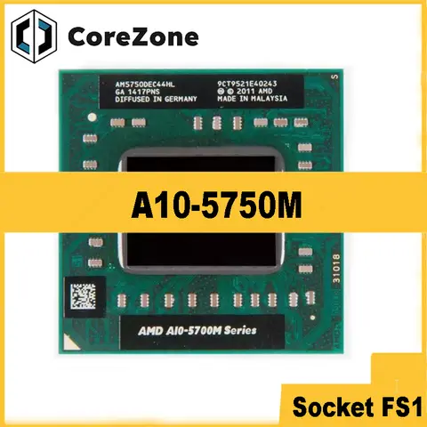 Used A10-Series A10-5750M A10 5750M 2.5 GHz Quad-Core Quad-Thread CPU 35W AM5750DEC44HL Socket FS1