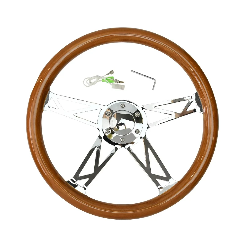 Manufacturer Steering Wheel Car 15-inch Wood Retro Modified Four-spoke Steering Wheel