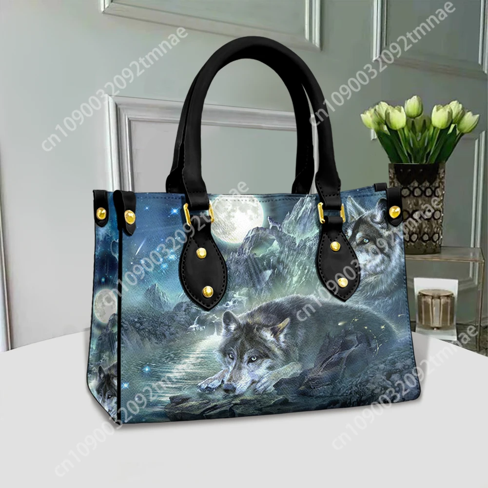 

Wild Wolf Print Womens Handbag Custom Print Fashion Small Casual Tote Luxury Shoulder Messenger Bolsa Female sac a main femme