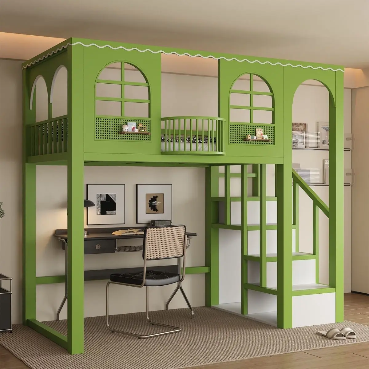 Duplex elevated bed tree house under table combination loft bed children's does not interfere with each other mother