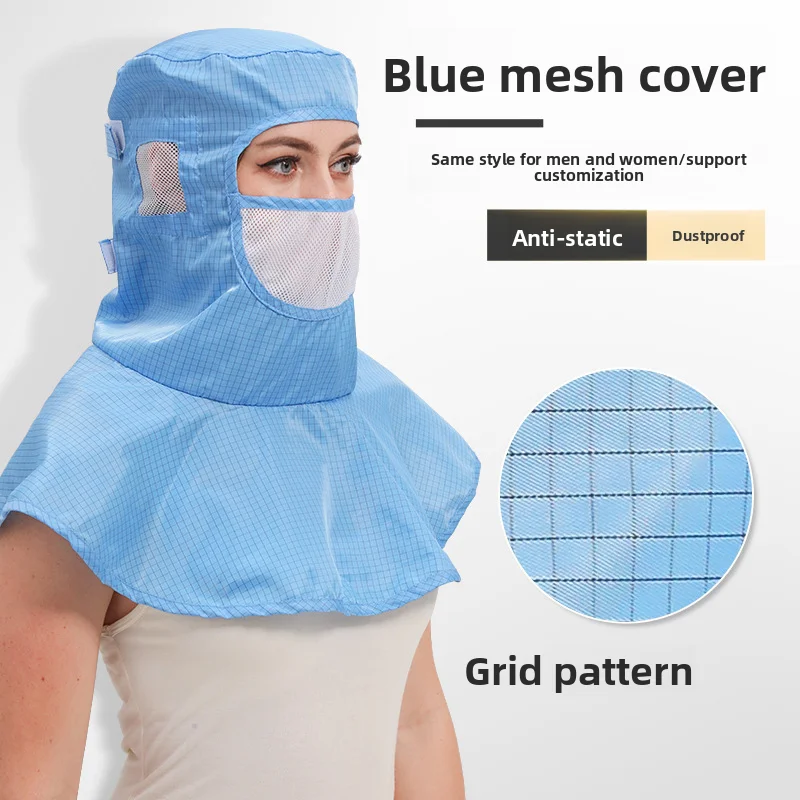 

Women's Anti-static Hat Striped Shawl Hat Mesh Full Cover Protective Work Hat GMP Factory Workshop Clean and Dust-free Hat