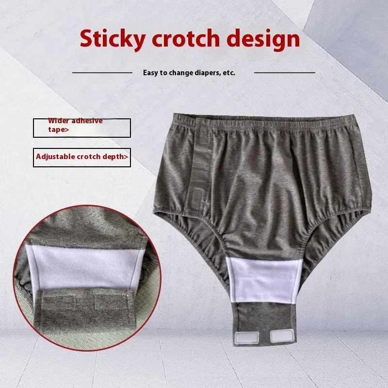 Roupa íntima de virilha aberta, pacientes acamados, cuidados com incontinência, cuecas laváveis reutilizáveis, calças triangulares abiertas completas para idosos