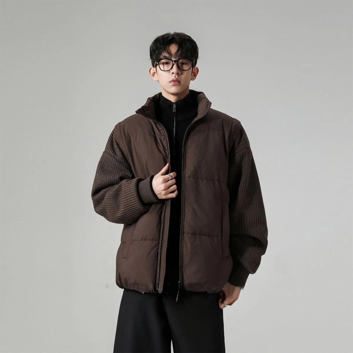 

Ретро-куртка-пуховик мужская большого размера с воротником-стойкой, разноцветная, с дизайнерским жилетом, зимняя теплая верхняя одежда, повседневная, из полиэфирного волокна