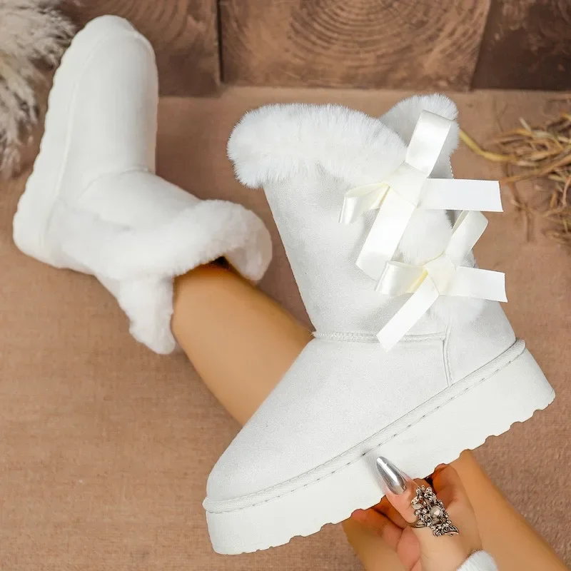 

Platform Snow Boots for Womens Winter Round Toe Fleece Thickened Short Snow Boots Warm Casual Cotton Shoes for Women Botas Mujer