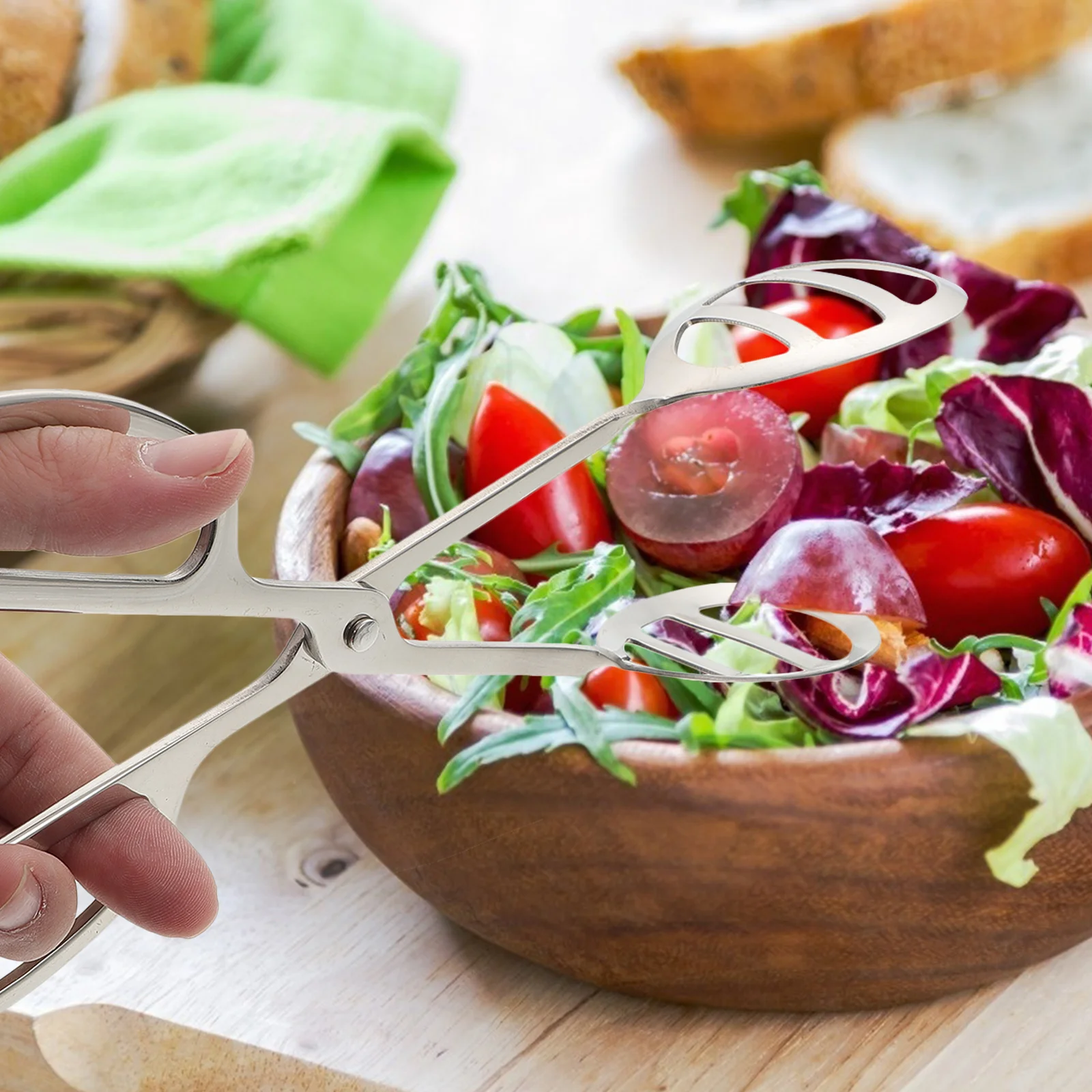 

Stainless Steel Bread Tong Long Handle Anti-Slip Food Clip Kitchen Baking Tool Portable Household Multipurpose Serving