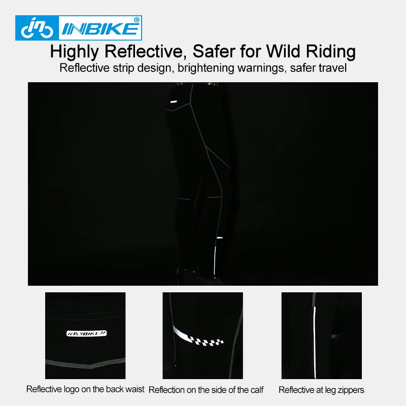 INBIKE Winter Men Cycling Pants Thermal Fleece Men\'s Sports Leggings Tights Long Jogging Pants Without Padded  Running Trousers
