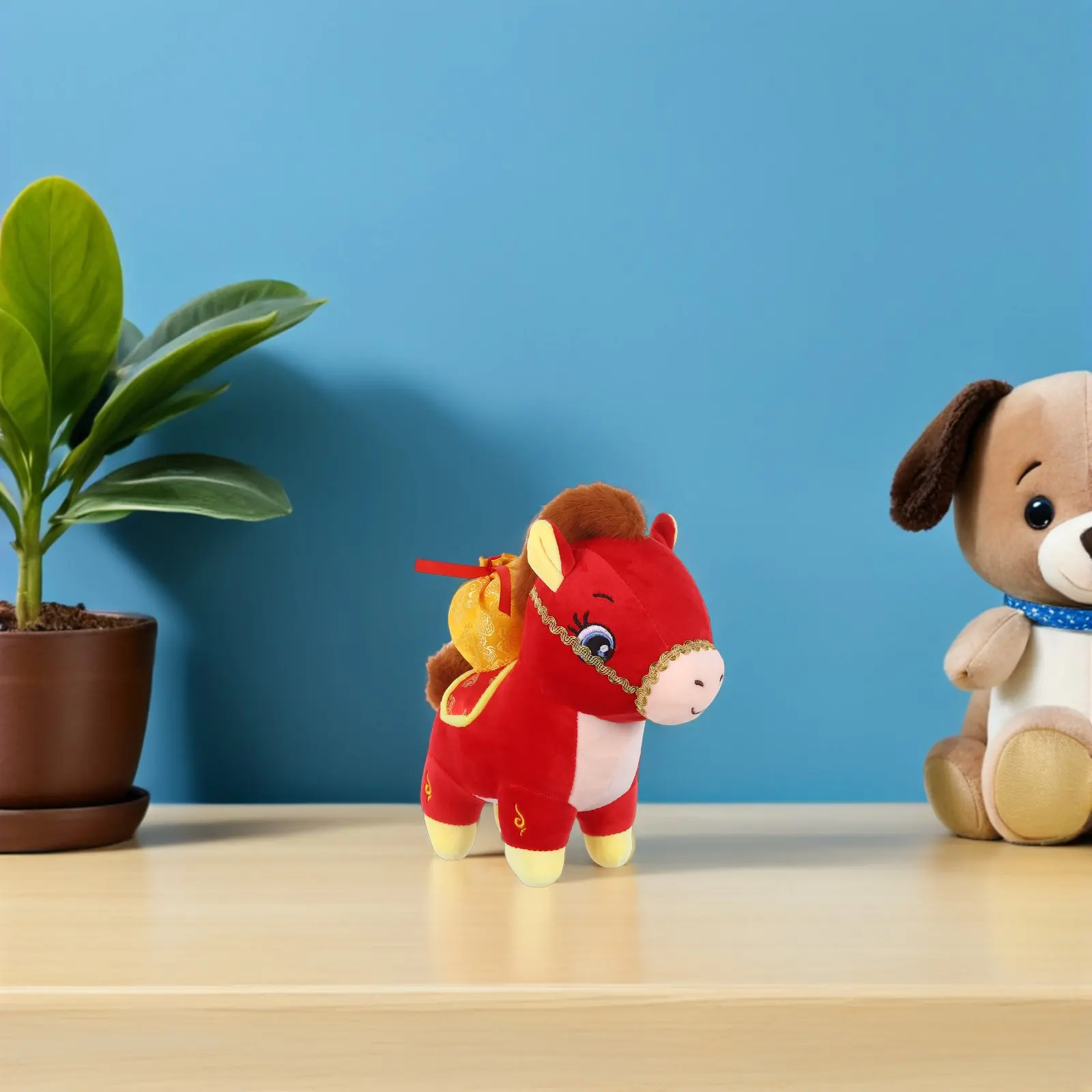 2026 Chinese Year of The Horse Red Soft Stuffed Animal Mascot 28Cm for Spring Festival Home Office Desk Decor Lunar New Year