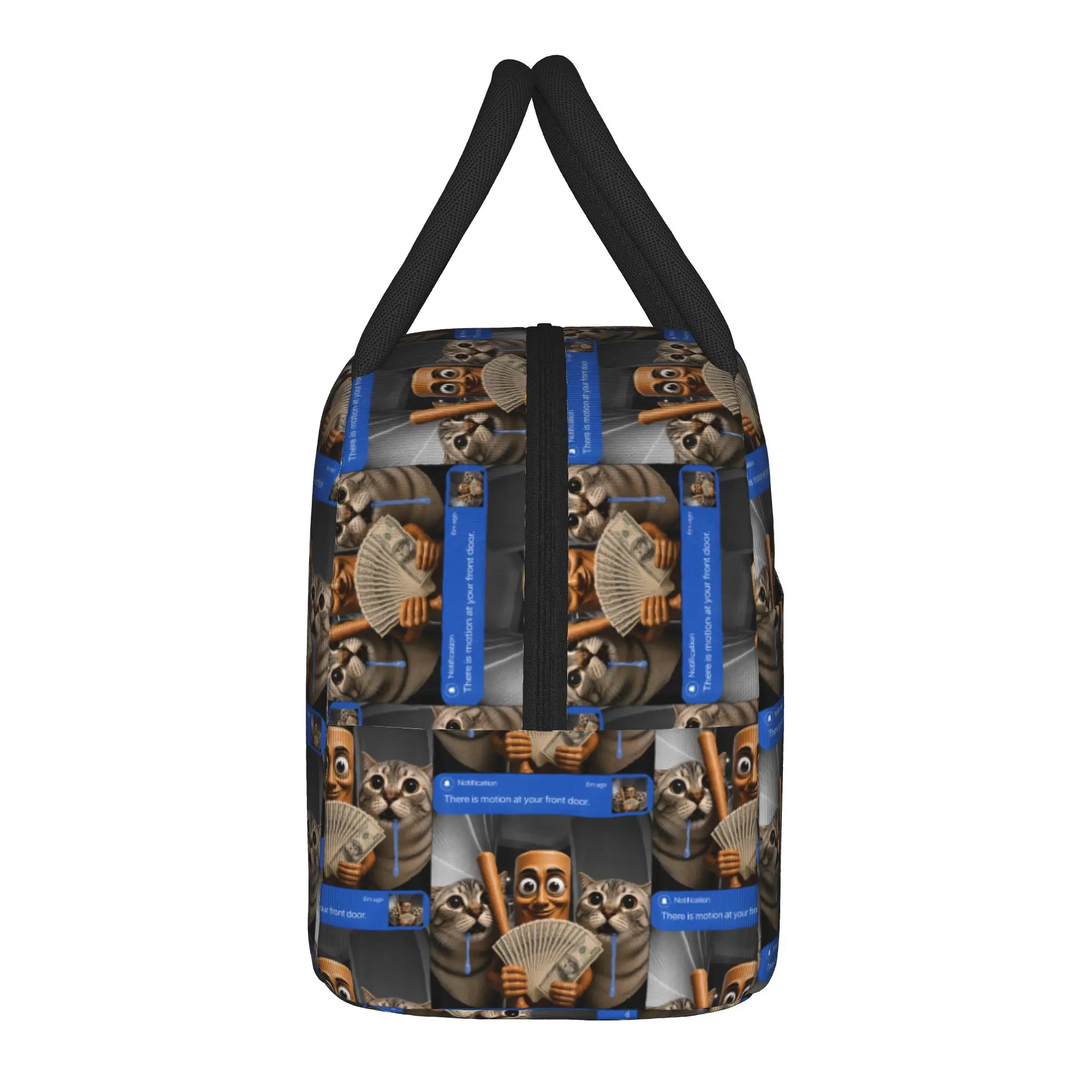 There is Motion at Your Front Door Tung Tung Tung Sahur Cat Lunch Bag Casual Lunch Box Office Portable Thermal Lunch Bags