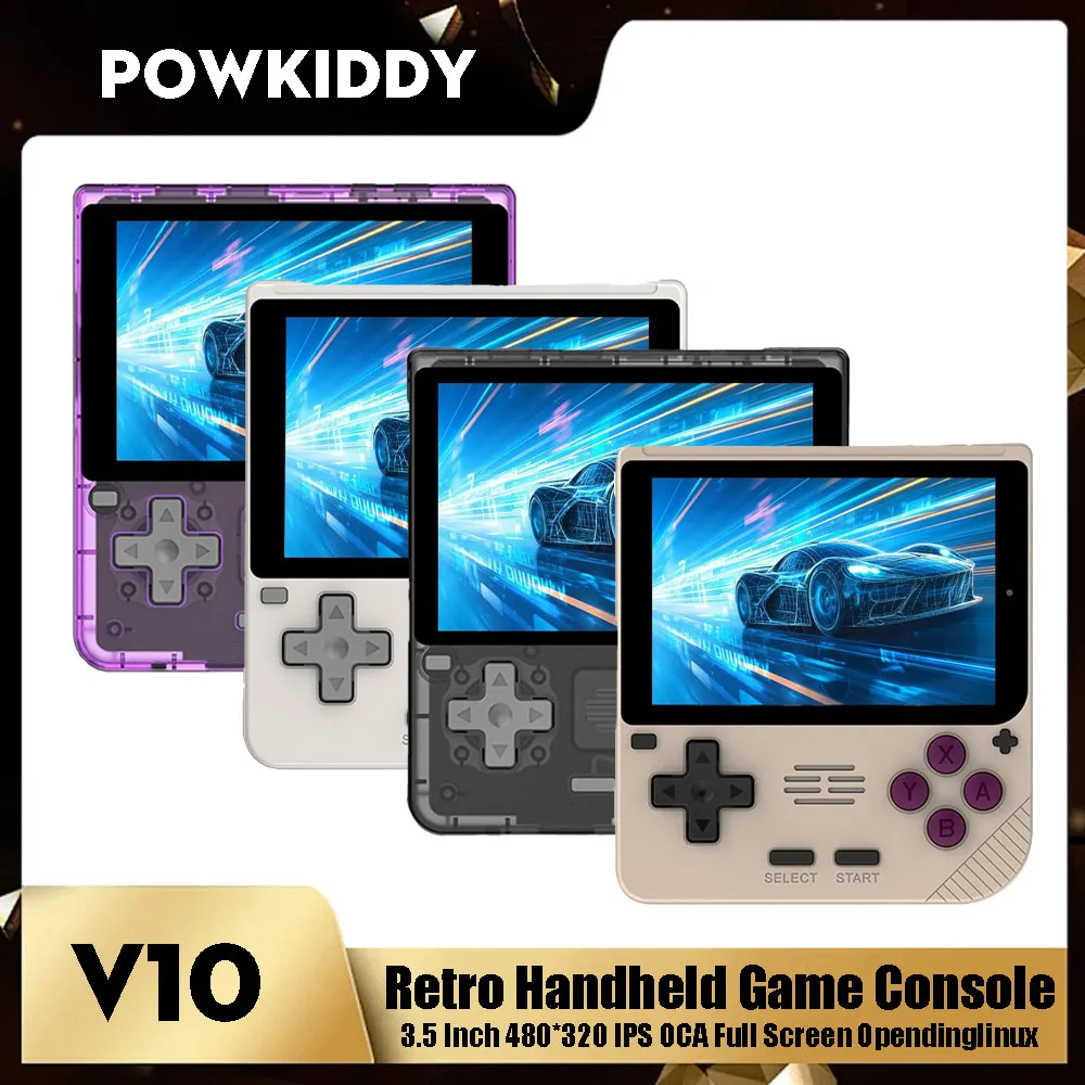 V10 Handheld Game Console 3.5 Inch 480*320 IPS OCA Full Screen Opendinglinux Retro Video Game Player Children's Gift