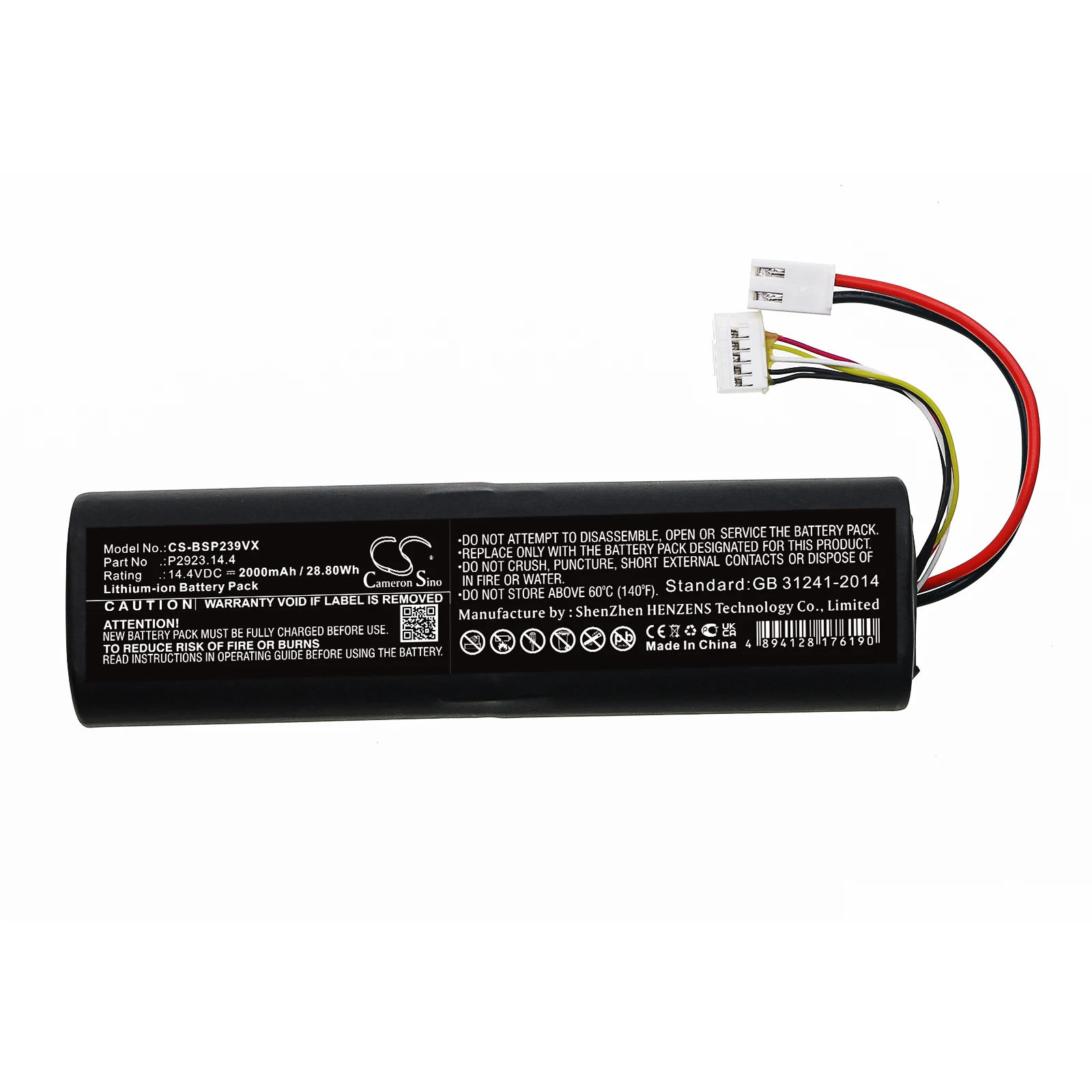 

Vacuum Cleaner Battery for 14.4V/2000mAh P2923.14.4 for Bissell 2390A Pet Hair Eraser Adapt Ion EAG101700JK8