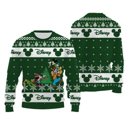 New Style Casual Comfortable Christmas Sweater Disney Cartoon Pattern Printed Round Neck Long Sleeves Thick Pullover for Women