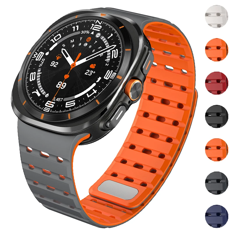 Pulseira Magnética de Silicone para Samsung Galaxy Watch Ultra 2025, Pulseira Esportiva para Galaxy Ultra 47mm, Bracelete Sem Fendas para Homens e Mul