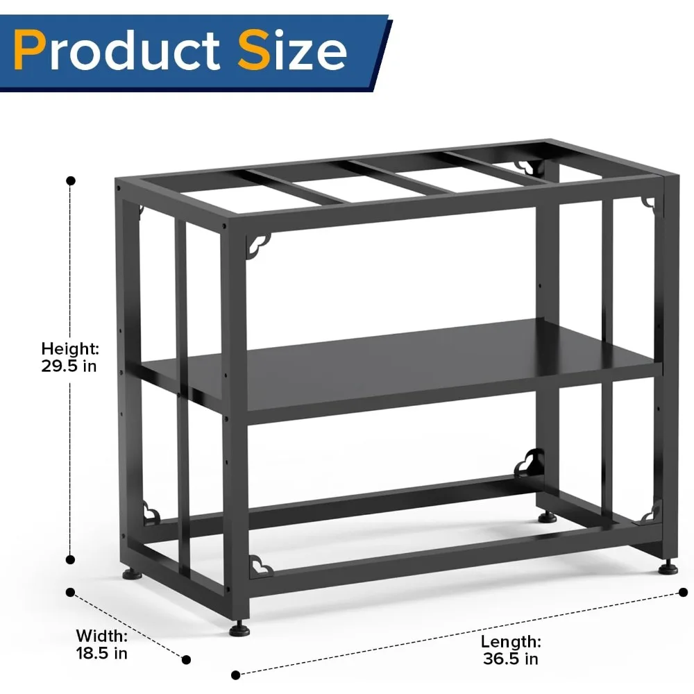 حامل خزان الأسماك 40 جالون، حامل حوض السمك المعدني 36.5 لتر × 18.5 عرض × 29.5 ارتفاع، تصميم تخزين مزدوج الطبقة، مناسب للمنزل والخارج